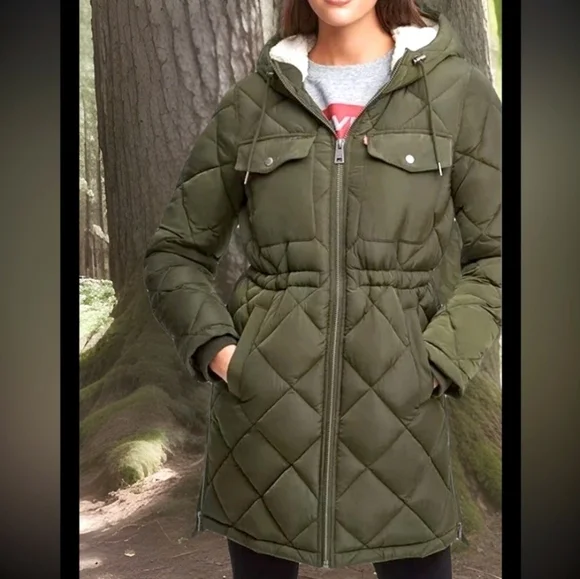 Levi's Olive Hooded Puffer Coat - Picture 12 of 12